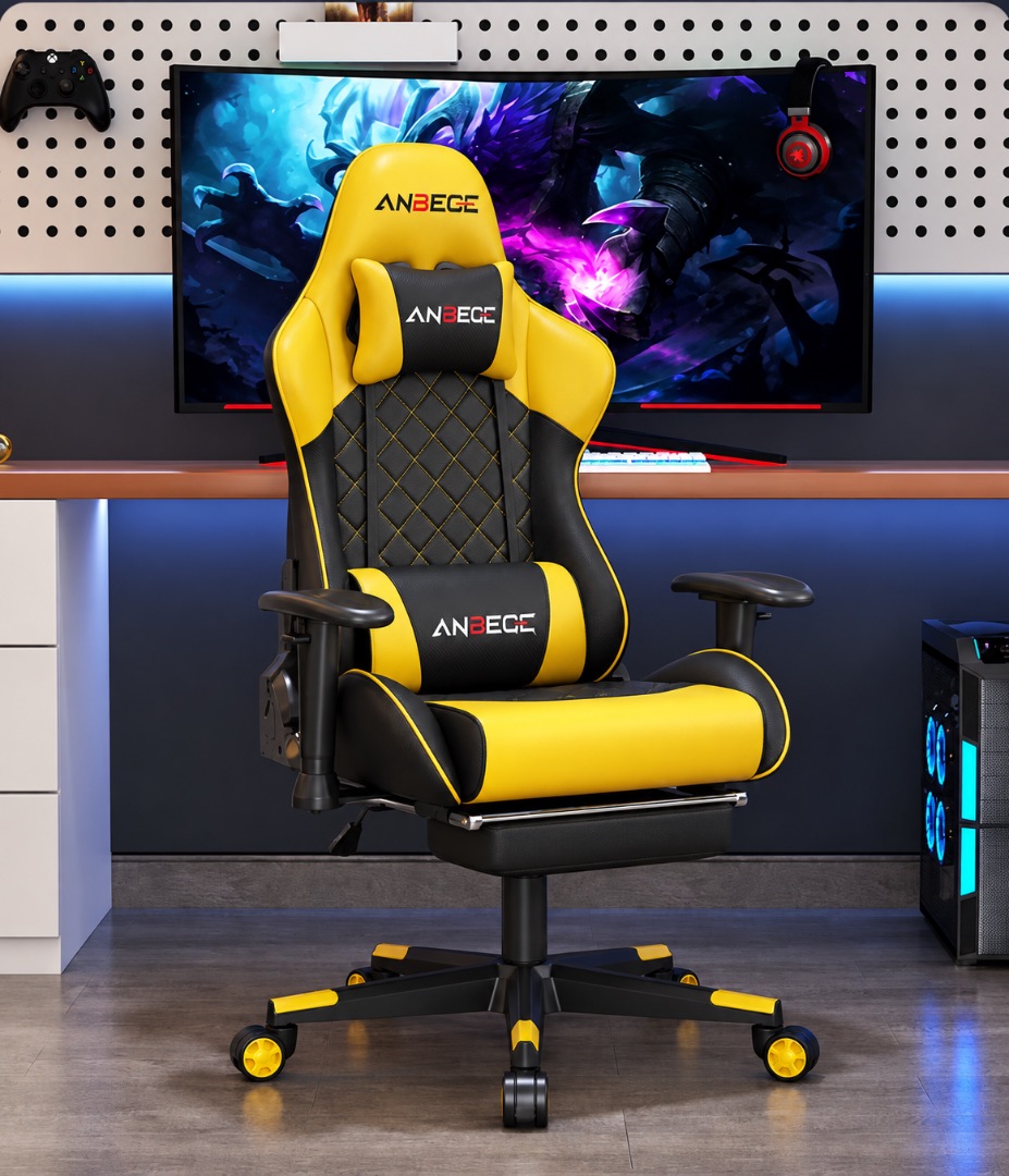 Chaise Gaming Ultra Confort – Cuir, Inclinable à 180° avec Repose-Pieds  Descrip