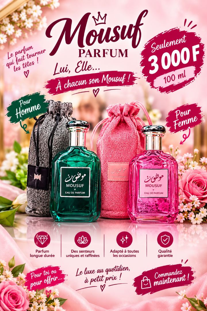🌸 MOUSUF 100 ML : LE PARFUM POUR HOMME & FEMME À 3 000 F CFA ! 🌸