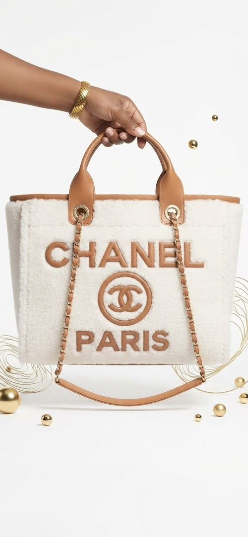 Grand Cabas / Tote Bag style Chanel (Fausse fourrure et détails cuir) friperie