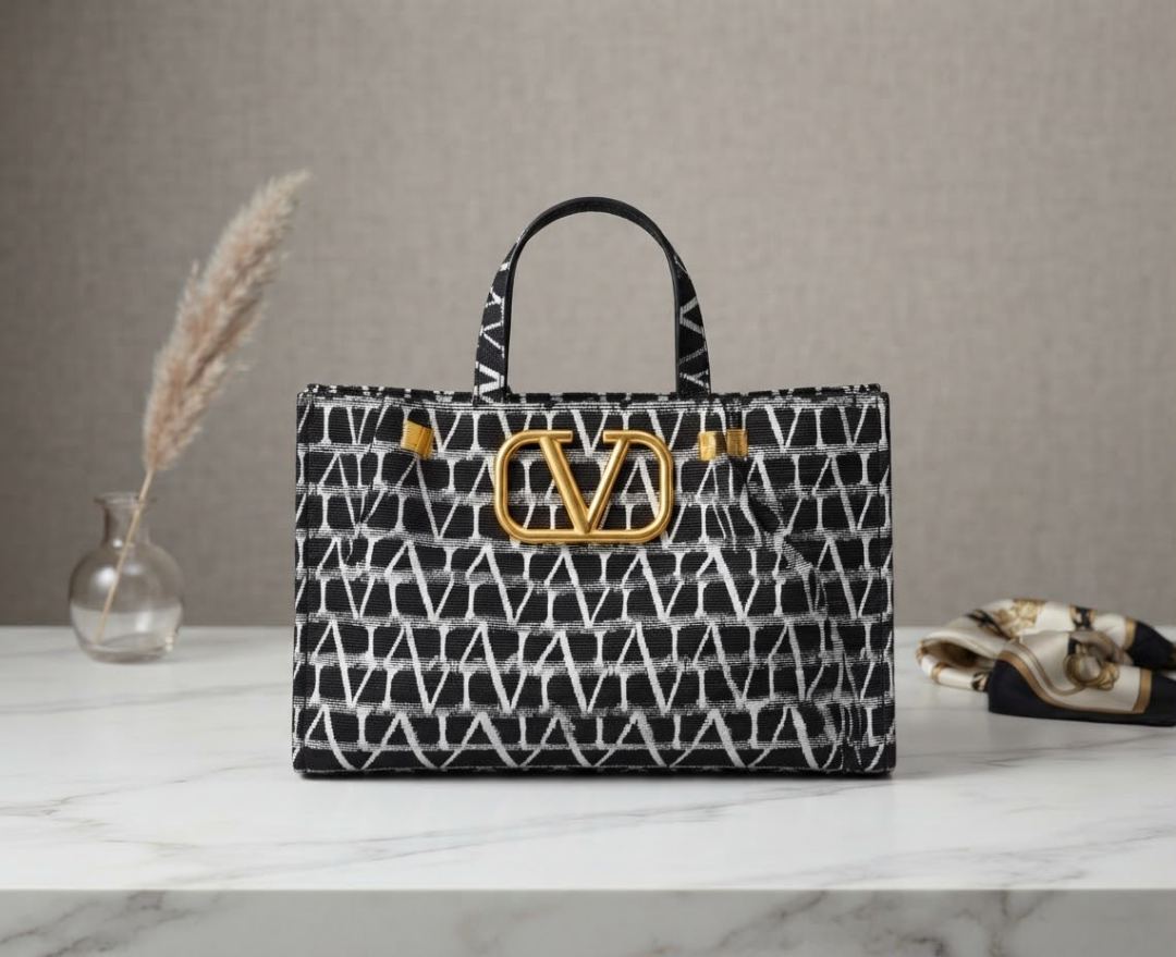 Cabas Style Roman V / Monogramme Noir & Blanc - friperie