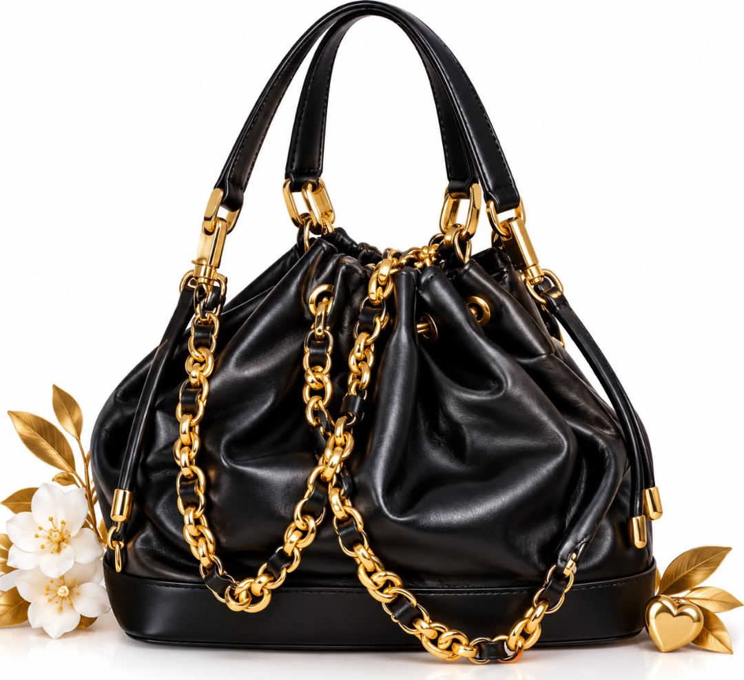 Sac seau / Hobo matelassé style Chanel 22 Noir intemporel Friperie