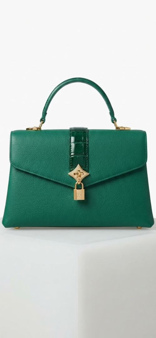Sac à main style Louis Vuitton (Édition spéciale vert émeraude avec fermoir