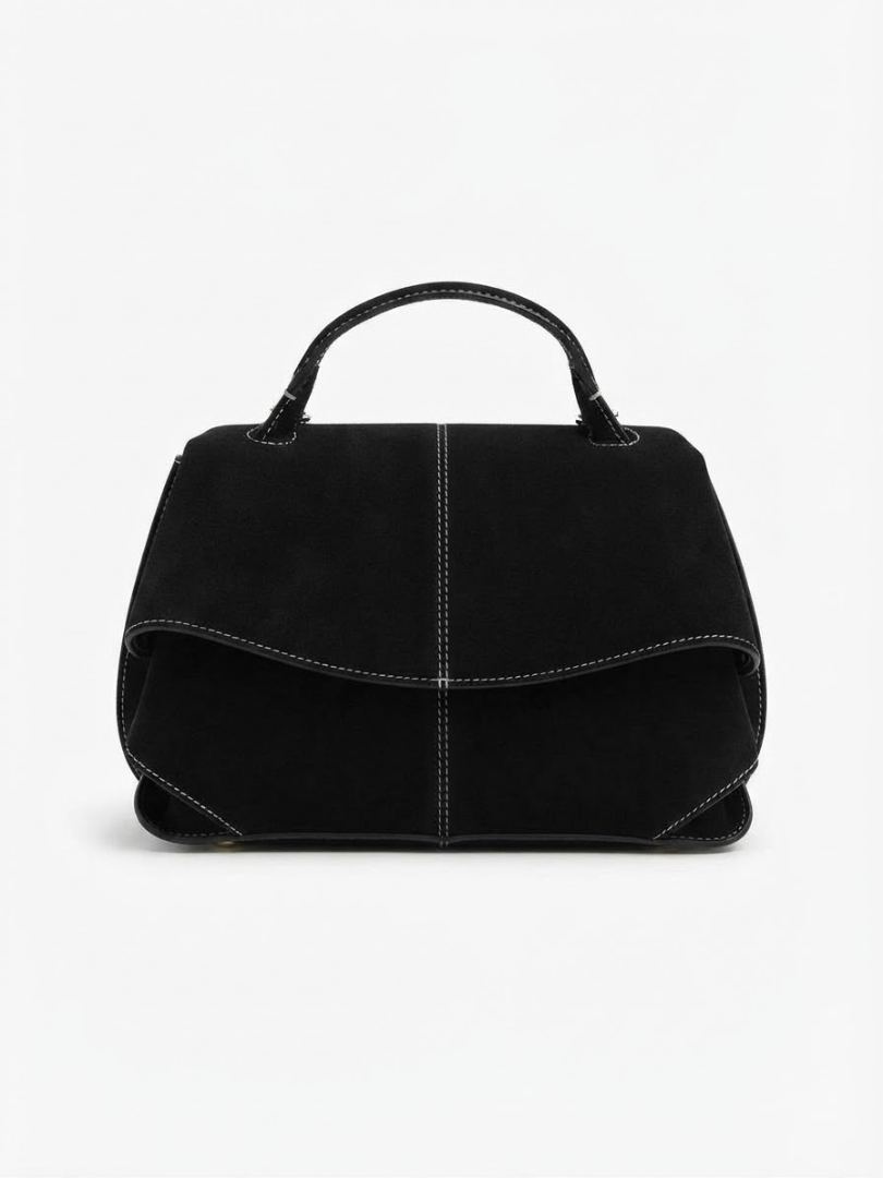 Sac à main structuré en suédine noire - friperie — 1